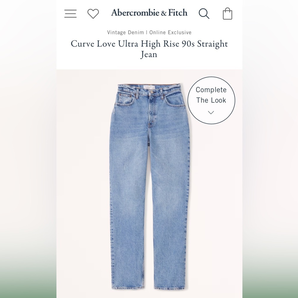 Abercrombie Curve Love Ultra High Rise Slim Straight Jean EUC